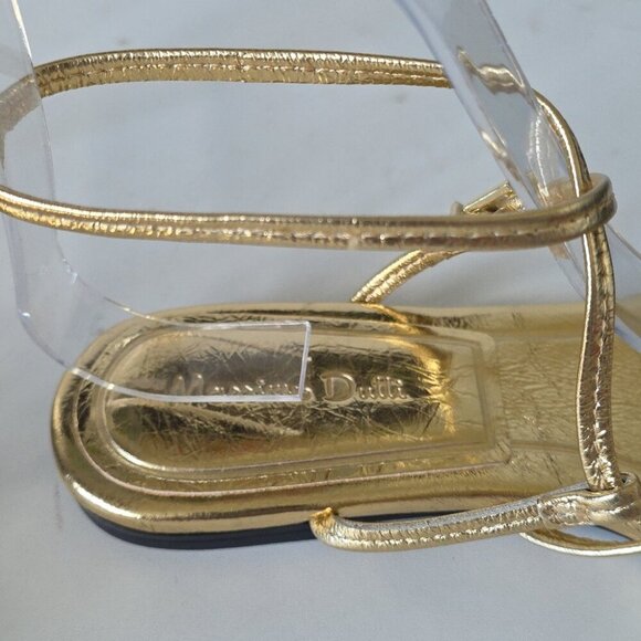 MASSIMO DUTTI | Gold Metallic Sandals Leather Sz 36 - Picture 3 of 4